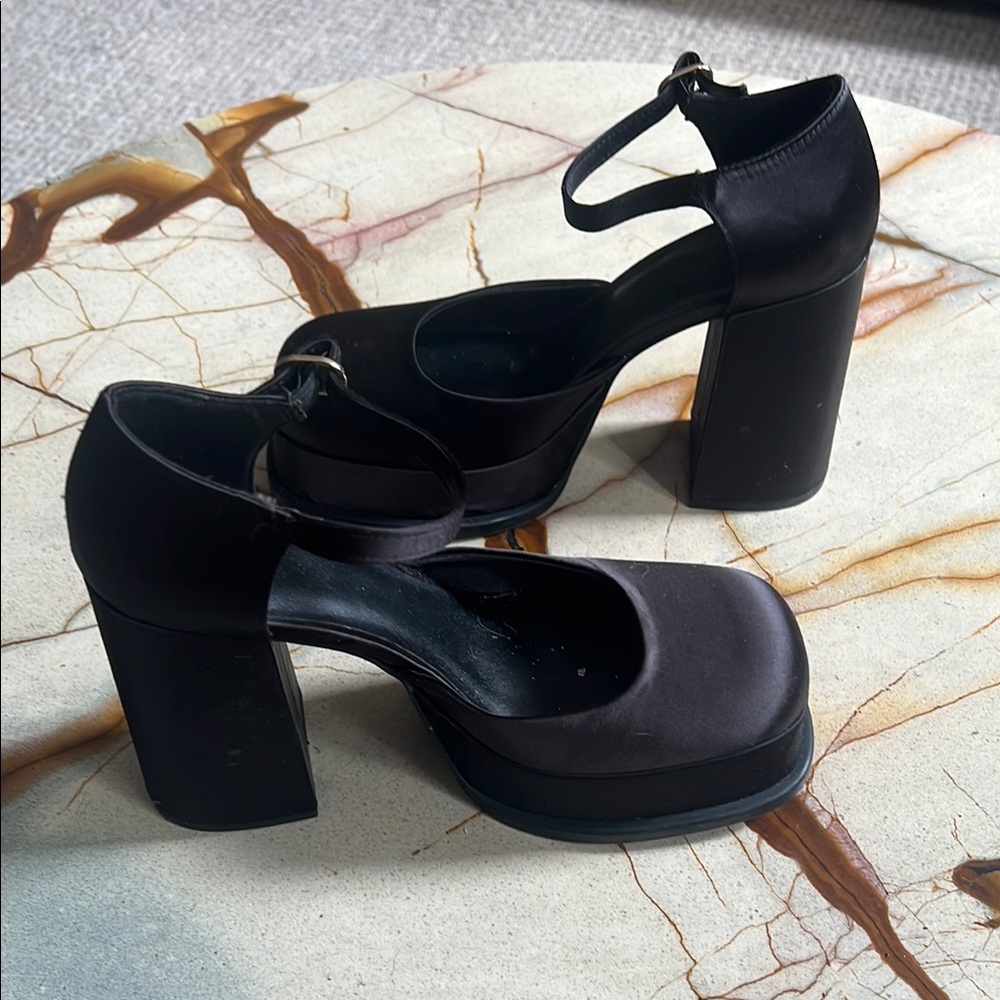 H&M Size 39 Satin Chunky Super High Heels – Glam Party Ready EU39 - Picture 4 of 6